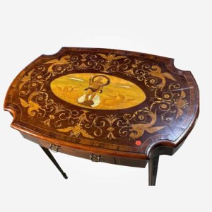 19TH CENTURY MAHOGANY MARQUETRY INLAID TABLE WITH 1 DRAWER