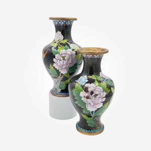 A Pair Of Vintage c. 1940’s Chinese Cloisonné Vases