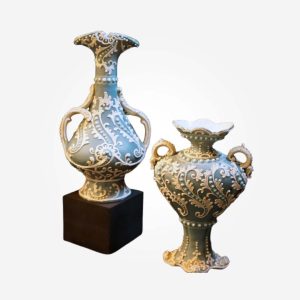 A Pair of Japanese Moriage Vases