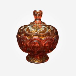 Beautiful Amberina Moon And Star Glass LE Smith Weishar Compote Large Candy dish