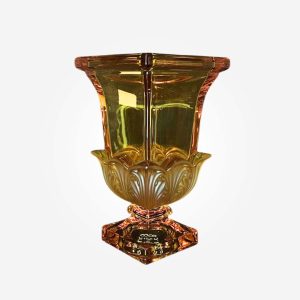 Josephinehuette Moser Amber Frosted Mantle Vase Art Deco 8" Tall 1920s Germany