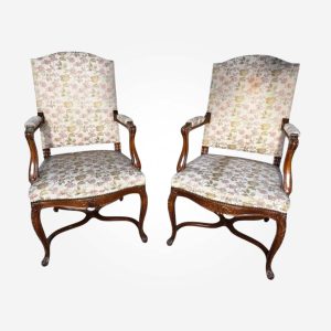 Pair of Louis XV Style High-Back Fauteuil