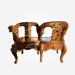 Rare 19th Century Handcarved Japanese Meiji Period Tete a Tete