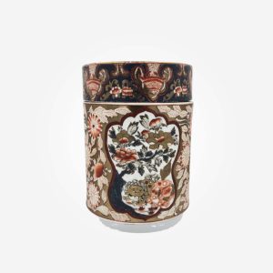 Vintage Gold Imari Hand Painted Canister with Lid Black Red Gold Japanese