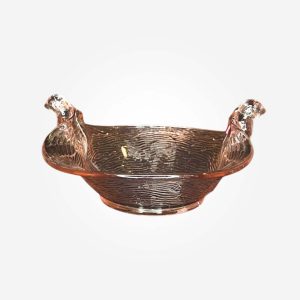 Vintage Pink Depression Glass Bowl Double Flying Birds Dish Bowl 1940"s