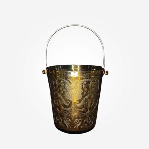 VINTAGE CAMBRIDGE #710 URN AMBER GLASS ICE BUCKET ETCH EXCELLENT!