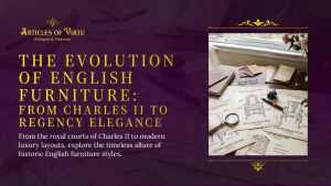 Historical sketches highlighting the progression of classic English furniture, including Queen Anne and Chippendale eras, laid out on a workspace next to a magnifying glass, illustrating premium antique furniture for sale.